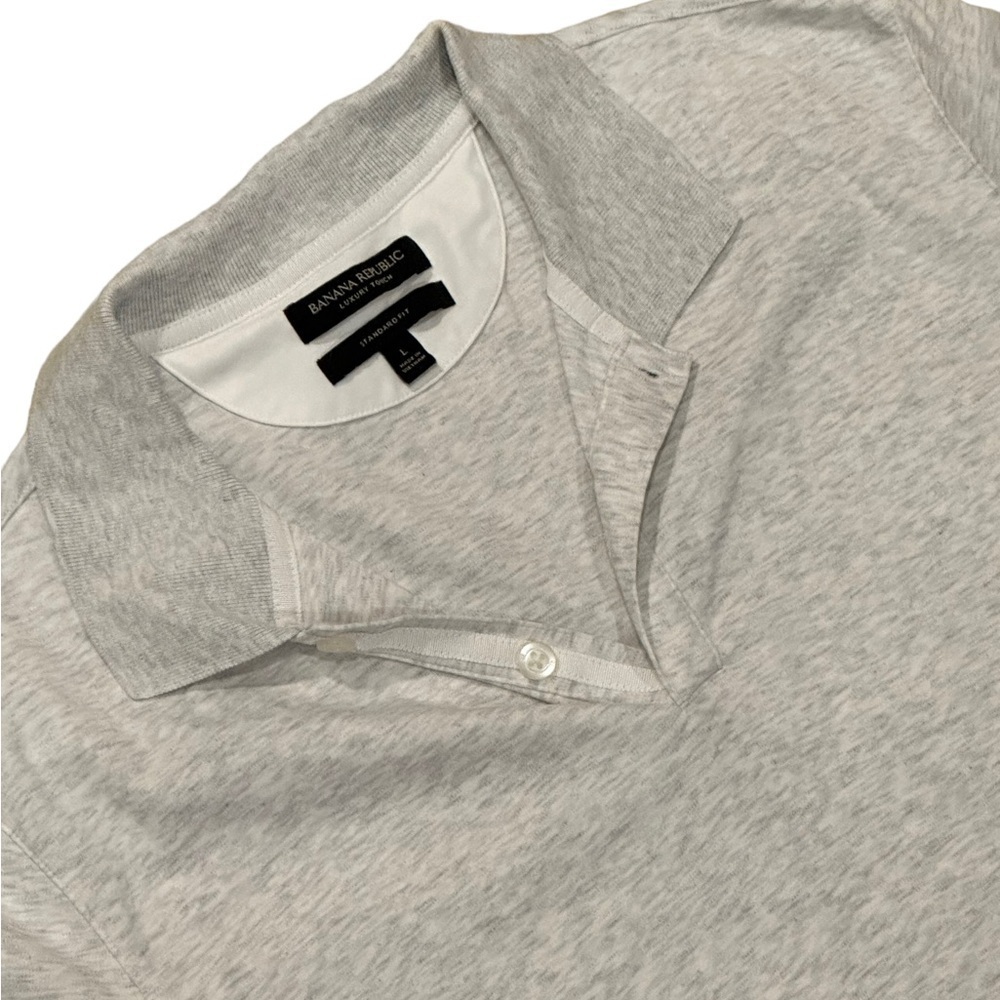 Banana Republic Mens Luxury Touch Standard Fit Polo Sz L Light Heather Gray - Picture 3 of 4